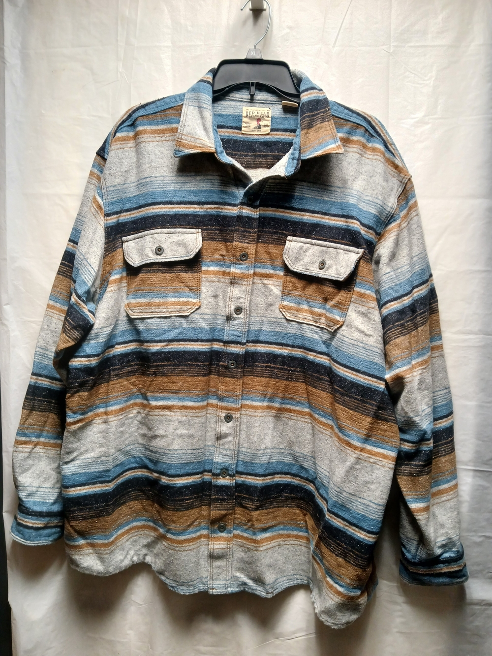 Red Head Brand Co Striped Flannel Shirt Jacket - Blue, Brown & Gray